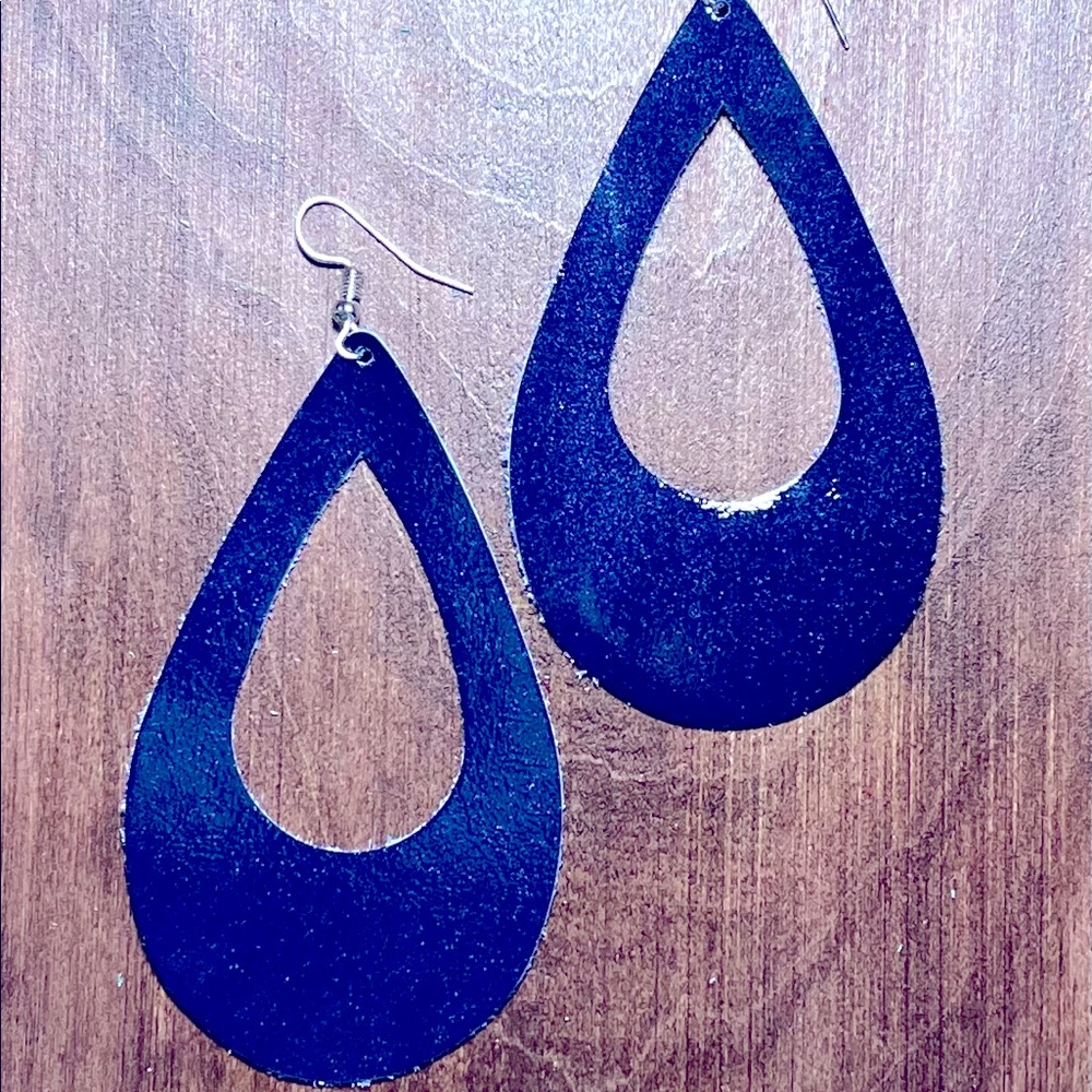 Real Genuine Leather Earrings - Soul Search Blue